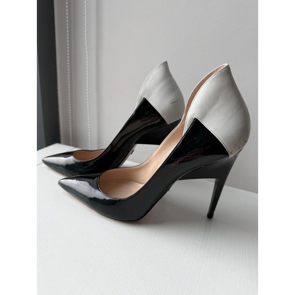 Ruthie Davis Italy Two Tone Patent Leather black & white Pumps Heels EU 39 US 8
